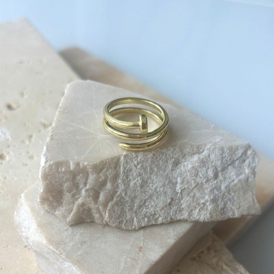 Adornia 14k Gold Plated Nail Double Wrap Ring - image 3