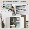 4 Tier Bookshelf with Storage Cabinet, 72" Tall Farmhouse Bookcase with and Barn Door and Drawer, Tall Bookshelf with Adjustable Shelves, White - 3 of 4