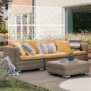 CAVINAS Patio Decorative Screen Metal Fence Privacy Screen with Hollow Geometric Pattern for Outside and Garden, 76" H×48" W - 1 of 4