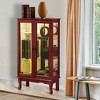 ACEPANO 43.5 in. H 3-Tier Oak Display Cabinet with Adjustable Shelves, Mirrored Back Panel & Tempered Glass Doors-Cherry - 2 of 4