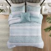 Sapphtopaz 5 Pcs Printed Seersucker Comforter Set, Farmhouse Style Bedding Set Quilt Set with Throw Pillows Lace Embellishment, Machine Washable - 4 of 4