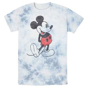 Men's Mickey & Friends Distressed Mickey Mouse Pose Acid Wash T-Shirt