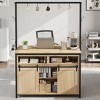 42 Inch Island Table for Kitchen, Storage Cabinets with Sliding Barn Door, Multi-Functional Island Table Rack, Storage Shelf - 3 of 4