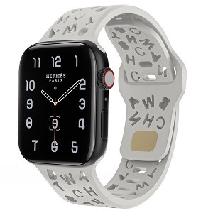 HTUTWOO Compatible with Apple Watch Band, Letter Silicone Sport Strap 38/40/41/42/44/45/46/49mm for iWatch Series 11 10 9 8 7 6 5 4 3 2 1 SE Ultra - 1 of 4