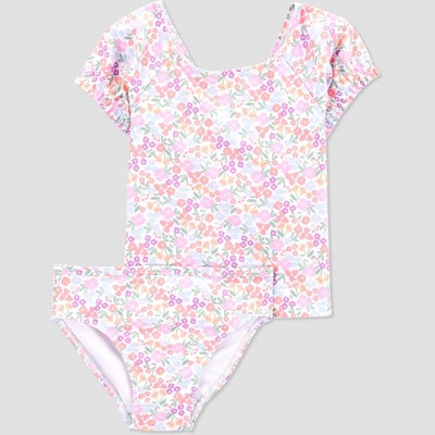 Carter's Just One You® Toddler Girls' Ruffle  Ditsy Floral Printed Tankini Set - Pink/White