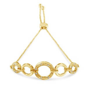 Haus of Brilliance 10K Yellow Gold over Silver Diamond Accent Graduated Circle Bolo Bracelet - 1 of 4