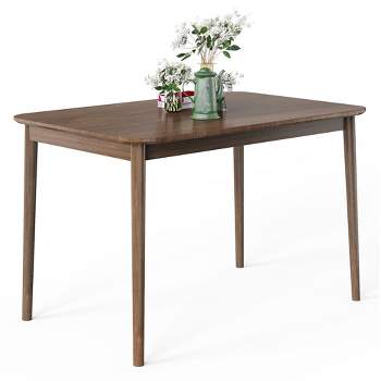 Costway Wood Dining Table 43.5''Modern Kitchen Table Rectangle W/ Solid Rubber Wood Legs