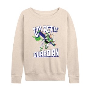 Women's - Disney - Buzz Galactic Guardian Lightweight French Terry Wide Neck Long Sleeve Shirt - 1 of 4