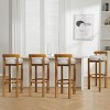 Set of 4 Indoor Wooden Low Back Barstools,Fabric Upholstered Barstools with Rubberwood Frame,Modern Dining Chairs for Home Bars-Cuddlewood - 3 of 4