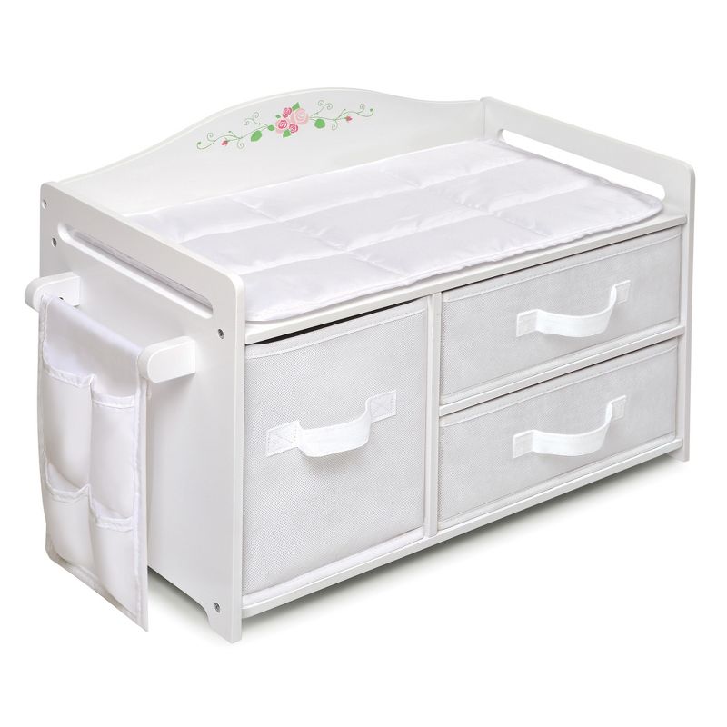 Badger Basket Doll Care Station with Three Baskets and Pocket Organizer - White Rose, 1 of 10
