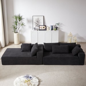 Modular 108” Chenille Sectional Sofa: L-Shaped with 6 Pillows, Free Combination - Ideal for Living Room and Bedroom (Left Chaise) - 1 of 4