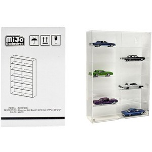 Showcase 12 Car Display Case Wall Mount with White Back Panel "Mijo Exclusives" for 1/64 Scale Models - 1 of 3