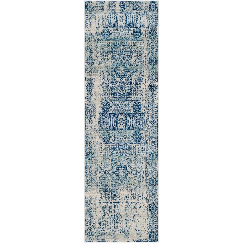  Runner Medallion Loomed Rug Ivory/Blue