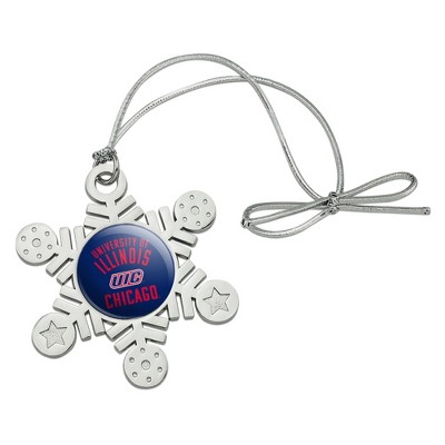 UIC Flames Metal Snowflake Christmas Tree Holiday Ornament