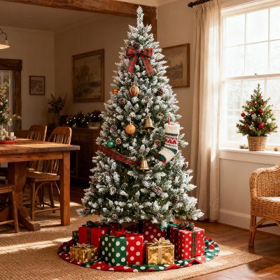 Pre-Lit Artificial Christmas Tree with LED Lights, 8 Lighting Modes, Foldable Stand & Foot Pedal Switch, Holiday Decoration