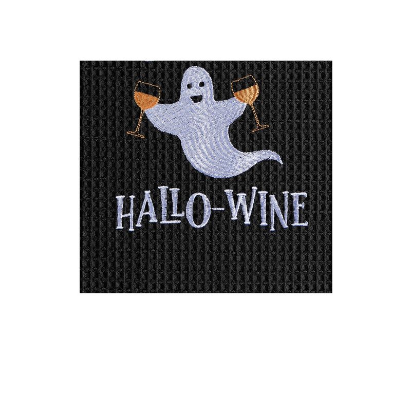 C&F Home Happy Hallo-Wine Halloween Embroidered Cotton Waffle Weave Kitchen Towel, 3 of 5