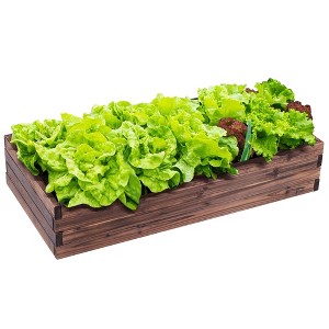 Costway Wooden Raised Garden Bed Kit - Elevated Planter Box For Growing Herbs Vegetable - 1 of 4