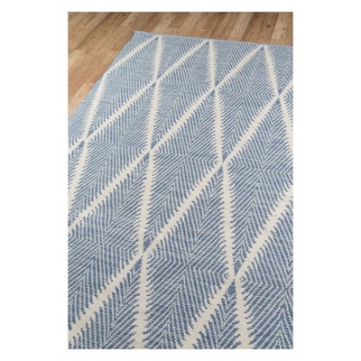 Denim and White Geometric Trellis Hand-Woven Area Rug 2' x 3'