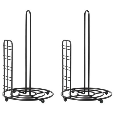 Freestanding Black Iron Paper Towel Holder with Raised Base