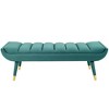 Modway Guess Channel Tufted Performance Velvet Accent Bench Teal – Mid-Century Upholstered Bench with Padded Seat and Gold Legs - 4 of 4