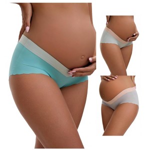 INSPIRE CHIC Women's Low Waist Ice Silk Briefs Pregnancy Under the Bump Underwear 3 Packs - 1 of 4