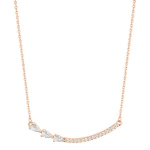 Adornia 14k Rose Gold Plated Curved Bar Pear Necklace - 1 of 4