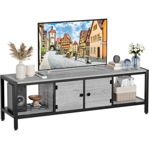 58-Inch Wood TV Stand for 65" TVs – Entertainment Center with 2 Cabinets & Open Shelves, Storage Media Console for Living Room - 1 of 4