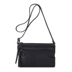 Generic Small Crossbody Bag Leather Crossbody Purse Triple Compartments Cell Phone Purse Shoulder Bags - 1 of 4