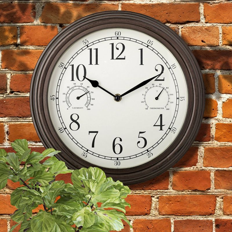 12&#34; Outdoor Wall Clock with Weather Resistant Temperature/Humidity Dials - Westclox, 3 of 6