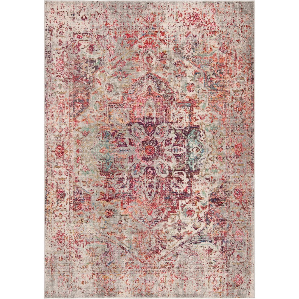 5'1inx7'6in Medallion Loomed Area Rug Gray/Red - Safavieh