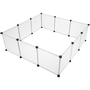 12 pieces semi transparent pet fence - portable large plastic courtyard fence for small animals, puppies, dog beds, cages, fences black - 1 of 1