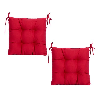 ARTPLANT Outdoor Dinning Seat Pads Cushions with Tie 19"x19"x4",Square Wicker Outdoor Tufted Chair Cushion,Set of 2