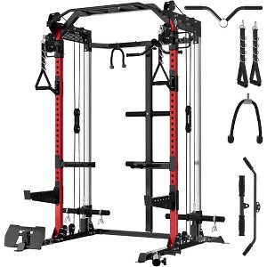 ER KANG Power Cage, 2000LB Squat Rack, Dual Pulley Cable Crossover System, Multi-function Free Weight Home Gym Workout Machine with Attachments - 1 of 4
