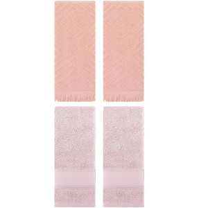 REGALWOVEN 4 Pcs Bathroom Decorative Cotton Soft Absorbent Sold Striped Hand Towel - 1 of 4