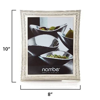 Elegant Silver Metal 8x10 Beaded Tabletop Picture Frame