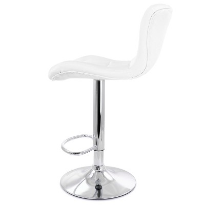 Adjustable Swivel Brown Leather & Chrome Bar Stool Set