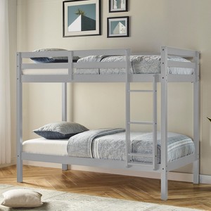 Kids' Twin Over Twin Caspian Bunk Bed Gray - Hillsdale Furniture: Nautical Style, Built-In Guard Rails, Hardwood Frame - 1 of 4