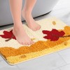 Unique Bargains Soft Non-Slip Thick Shaggy Water Absorbent Botanical Pattern Bath Floor Mat - 2 of 4