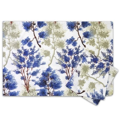 Florence Queen Blue and Green Floral Microfiber Sheet Set