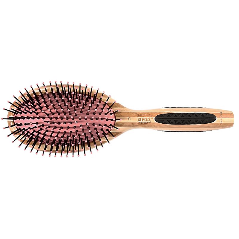Bass Brushes Style & Detangle Hair Brush Premium Bamboo Handle with Professional Grade Nylon Pin Large Oval Stripe, 1 of 6