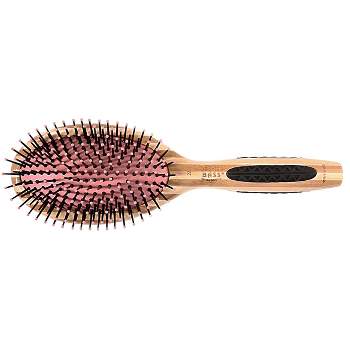 Bass Brushes Style & Detangle Hair Brush Premium Bamboo Handle with Professional Grade Nylon Pin Large Oval Stripe