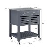 MaseiKar Mobile Rolling Kitchen Island Trolley Serving Cart with Underneath Drawer & Slide-Out Wire Storage Basket - 2 of 4