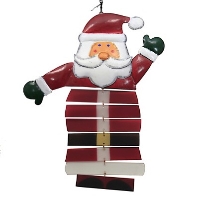 Christmas 19.25" Waving Santa Mobile Handcrafte Glass  -  Stained Glass And Suncatchers