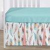 Sweet Jojo Designs Girl Baby Crib Bedding Set - Feather Collection Blue, Pink and White 4pc - image 4 of 4