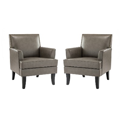 Set Of 2 Wooden Upholstered Accent Chair Celadon Armchair | Artful ...