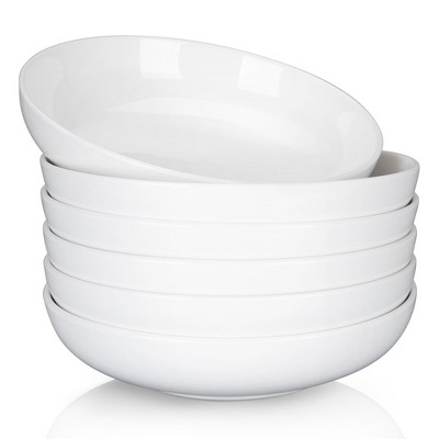 (6 Pack) Pasta Bowls Set Ceramic, Salad Bowls Large Serving Bowl Plates Set of 6 (White)