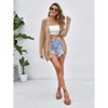 Women's Lightweight Crochet Cardigan Cover Up with Open Front and Long Sleeve for Summer 2024,Khaki - S - 3 of 4