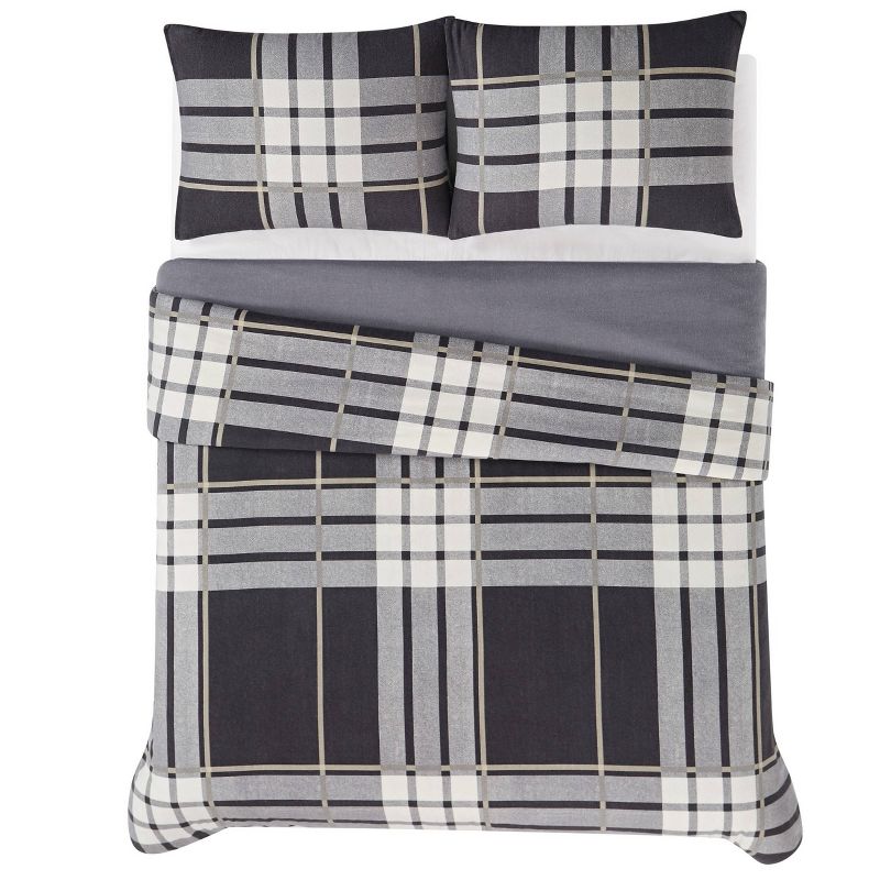 Milo Plaid Flannel Comforter Set Gray - Truly Soft, 5 of 7