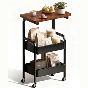 3 Tier Metal Rolling Utility Cart Organizer , Rolling Storage Carts with 2 Lockable Wheels - 1 of 4
