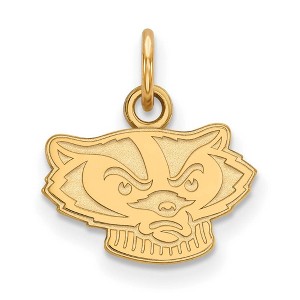 Black Bow Jewelry 10k Yellow Gold Wisconsin Badgers NCAA Extra Small Pendant - 1 of 3